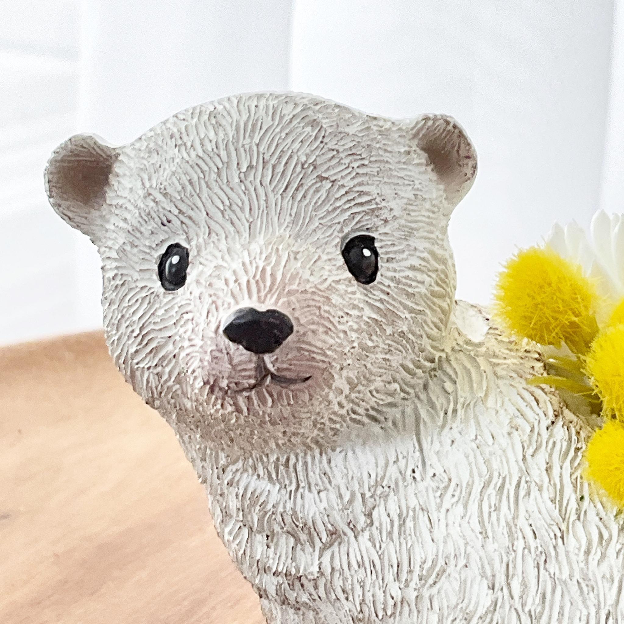 動物モチーフ　多肉植物(フェイク)の寄せ植え　しろくまさん | 4枚目
